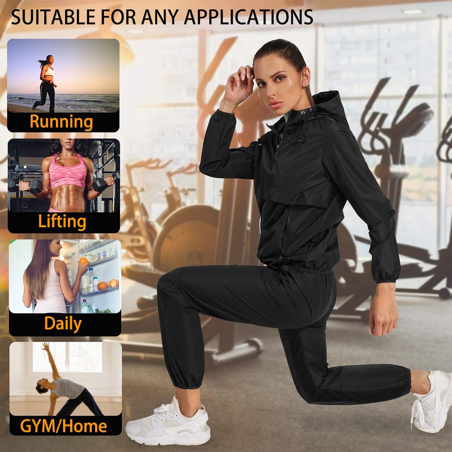 Junlan Sauna Suit for Women Sweat Sauna Jacket Gym Workout Sweat Pants Workout Suits for Women : Sports & Outdoors
