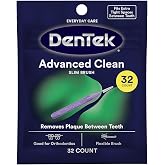 DenTek Interdental Brushes, Advanced Clean Slim Brush, 32 Count | Mint Flavor, Fits Extra Tight Spaces Between Teeth, Removes Plaque, Good for Orthodontics, Flexible Brush