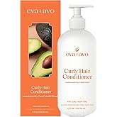 Eva + Avo Curly Hair Conditioner, Hydrating Curl Enhancing Formula for Curly and Wavy Hair, Deep Moisture Care for Dry Curls, Natural Lightweight Conditioner for Women and Men