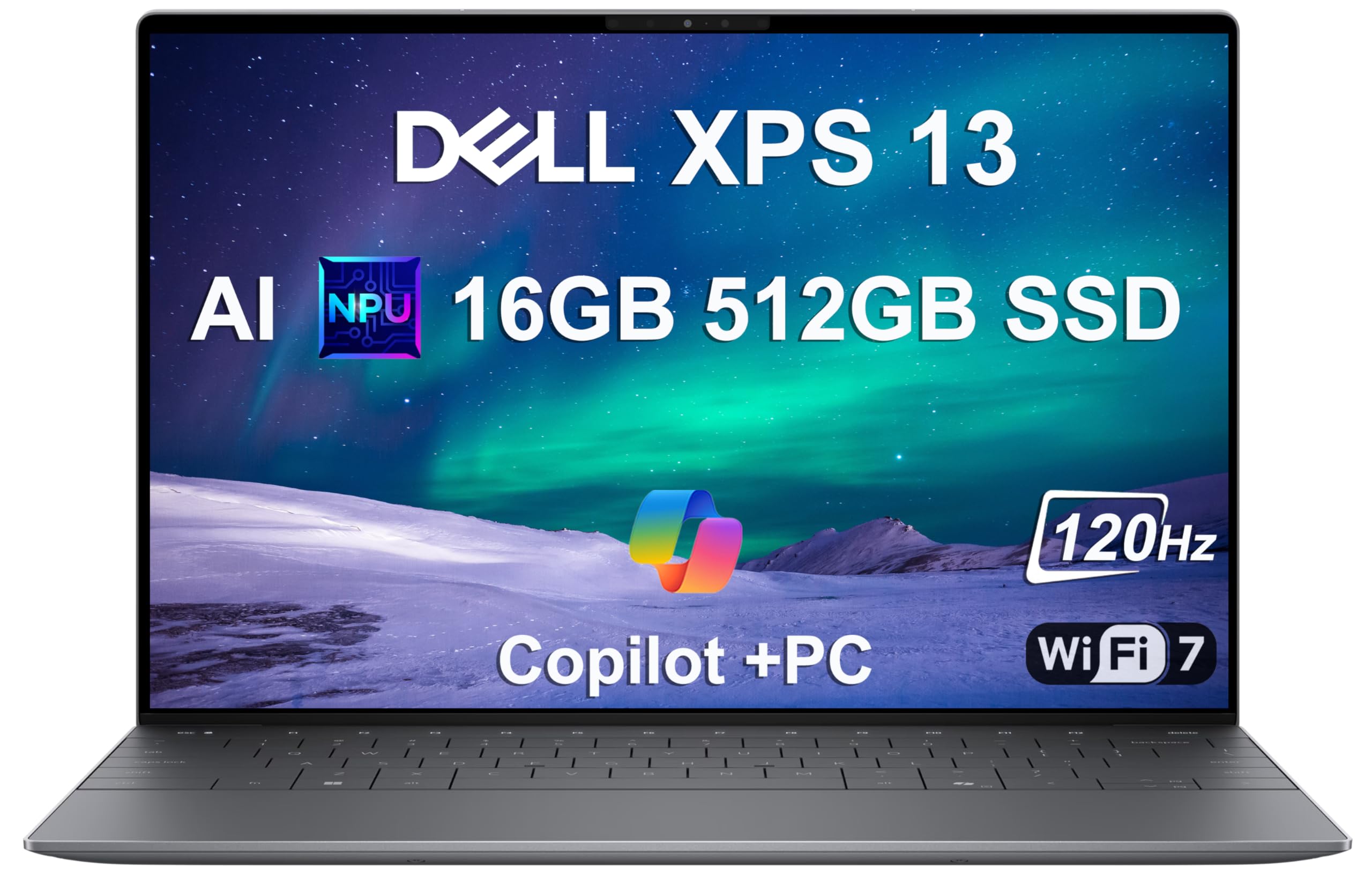 2025 Dell XPS 13 9345 Laptop, Copilot+ AI PC (13.4" FHD+ 120Hz, Snapdragon X Plus (> Intel i7-1355U), 16GB 8448MT/s RAM, 512GB SSD), Thin & Light, 27 Hours Battery Life, IR Webcam, Wi-Fi 7, Win 11 Pro