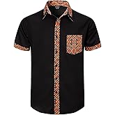 Fashonal Black History Month Shirt African Dashiki for Men Short Sleeve S-4XL