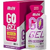 BARE PERFORMANCE NUTRITION, BPN Go Gel Endurance, 24g of Carbohydrates &amp; 100 Calories per Pack, Vegan + Gluten Free Running Gel, 10 Single-Serving Packs, Caffeinated Mixed Berry