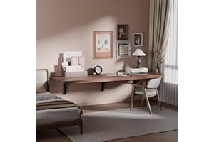 IAE Wall Mounted Folding Table with Pine Wood,48" x 16" Floating Wall Desk,Laundry Folding Table with Shelf Brackets,Fold Down Desk Shelf,Folding Workbench for Home,Dining,Laundry Room,Kitchen,Brown