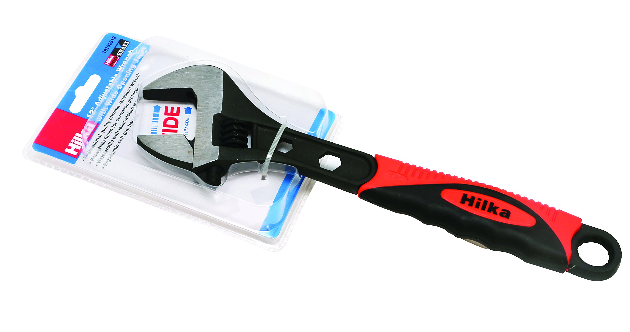 Hilka 18152512 40mm Jaws Pro Craft Soft Grip Adjustable Wrench