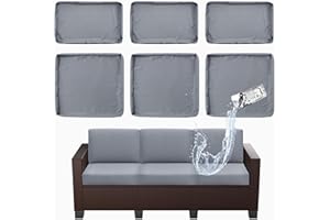 SUSIE'S GARDEN 6p Outdoor Cushion Slipcovers Outdoor Patio Cushions Covers Replacement Waterproof with Zipper for 6-Seat Outdoor Rattan Sofa Patio Furniture Cushion Covers Passive Gray, Covers Only