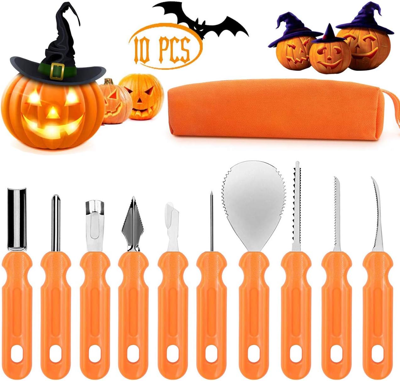 PRUGNA Halloween Pumpkin Carving Kit, 10Pcs Professional