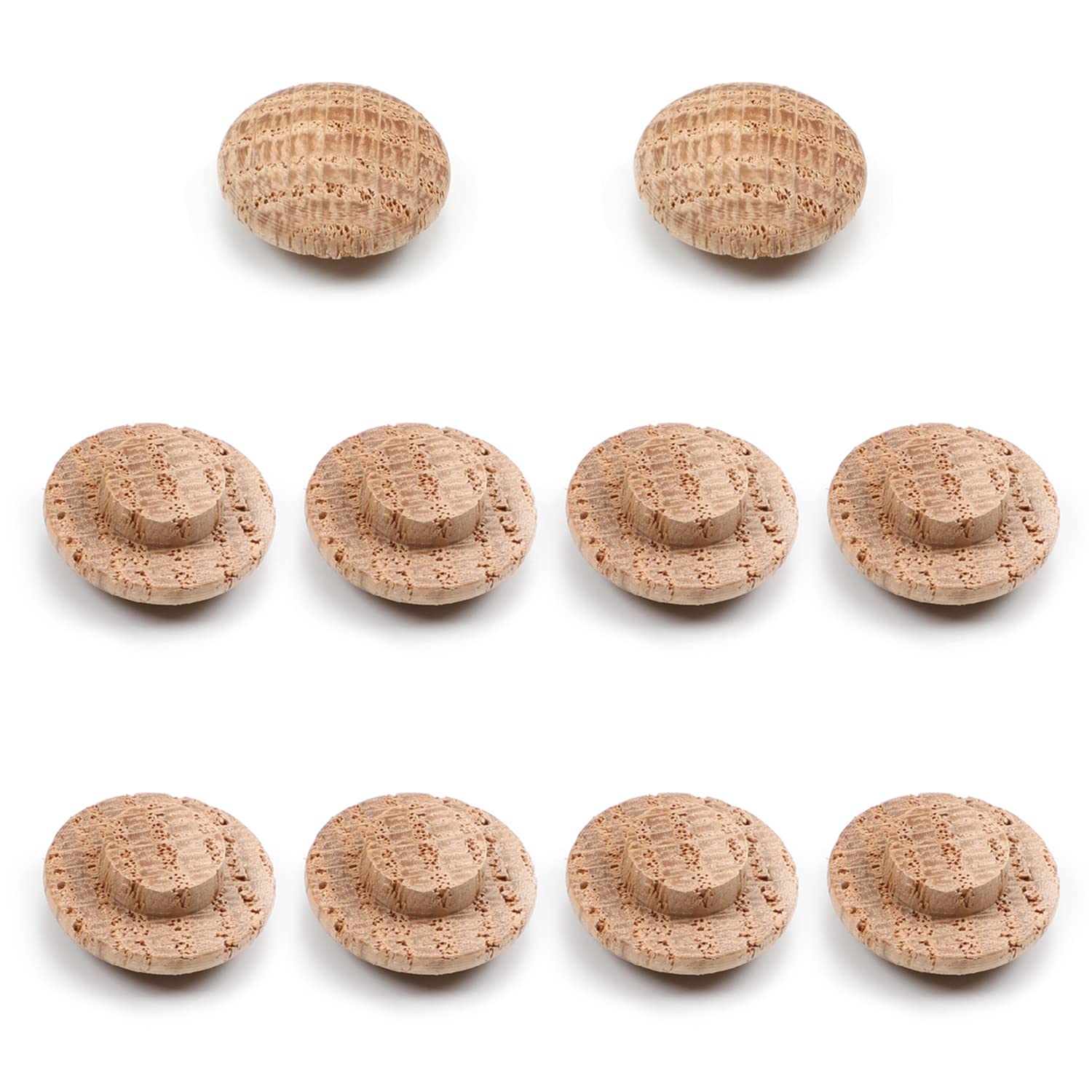 MroMax 10Pcs Round Wood Button Plugs 0.39" Dia Oak Hardwood Furniture Buttons Caps 10mm Wooden Screw Covers for Screw Holes Craft Furniture Decoration Woodworking
