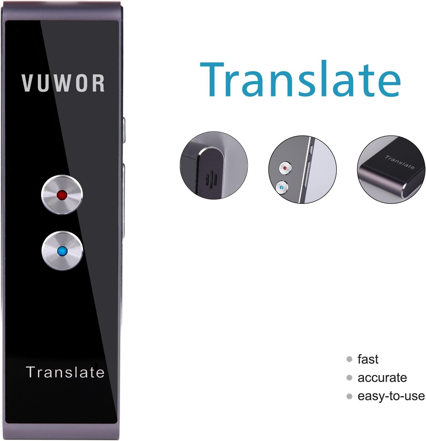 Vuwor T1 Handheld Pocket Smart Voice Translator Real Time Speech Translation English Chinese Arabic Portuguese French German Spanish Russian Japanese 33+ Languages for Travel Business Shopping Meeting