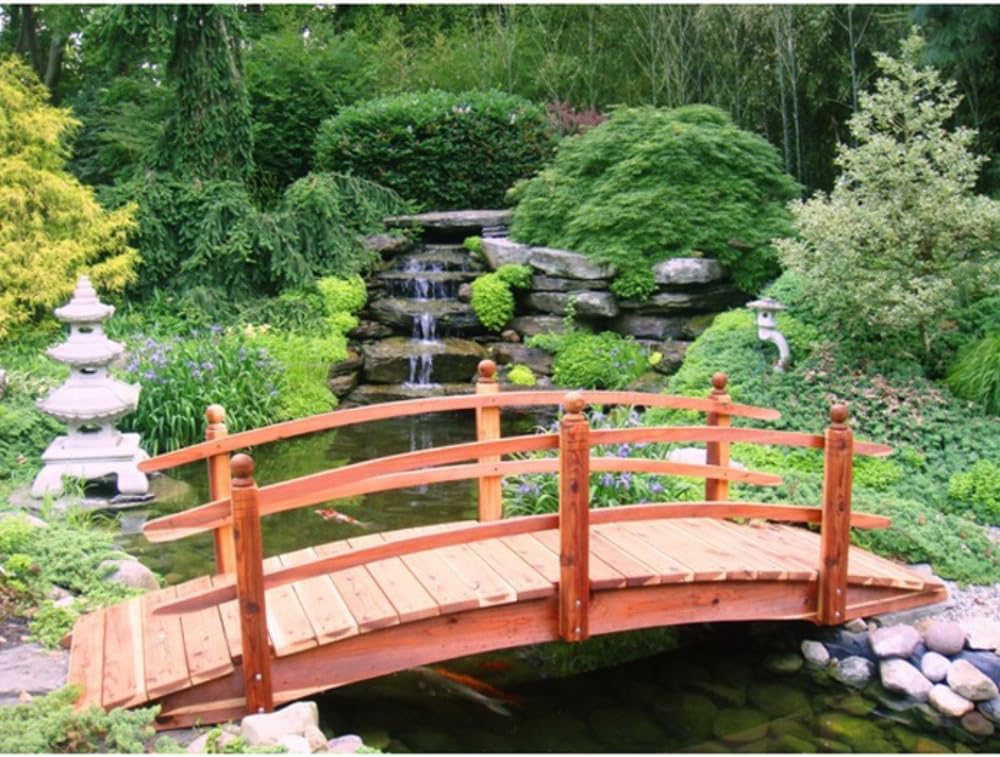 Redwood Garden Bridges 10 ft. Curved Double Rail Span