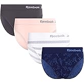 Reebok Womens Briefs Underwear - 4 Pack Breathable Soft Stretch High Cut Mid Waist Panties Underwear for Women (Sizes: S-XL)