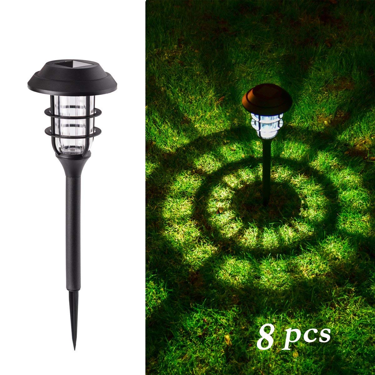 GIGALUMI 8 Pack Solar Pathway Lights Outdoor, Solar Powered Garden Lights, Waterproof Led Path Lights for Patio, Lawn, Yard and Landscape-(Cold White)