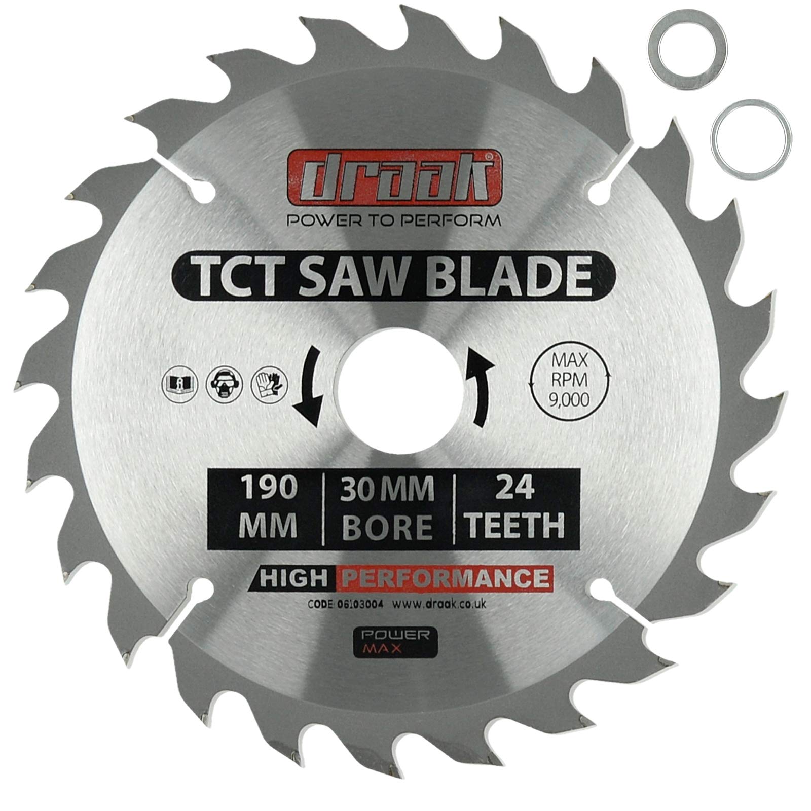 DRAAK TCT Circular Saw Blade Wood Cutter 190 x 30 x 24 Teeth Carbide for Wood Cutting Woodworking
