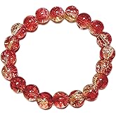 Dlvkavo 10mm Beaded Stretch Bracelet Handmade Round Glass Bracelet for Women Beads Elastic Bracelet