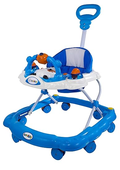 Goyals Birdie Musical Walker with Parental Push Handle & 6 Levels Height Adjustment - Blue