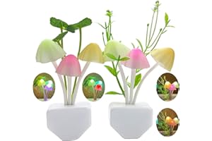 ZEZHOU Sensor Mushroom Night Light - 2 Pack Color Changing Plug-in Wall LED Mushroom Dream Bed Lamp for Kids Adults Stocking Stuffers Ideas Birthday Gift Cute Nightlight