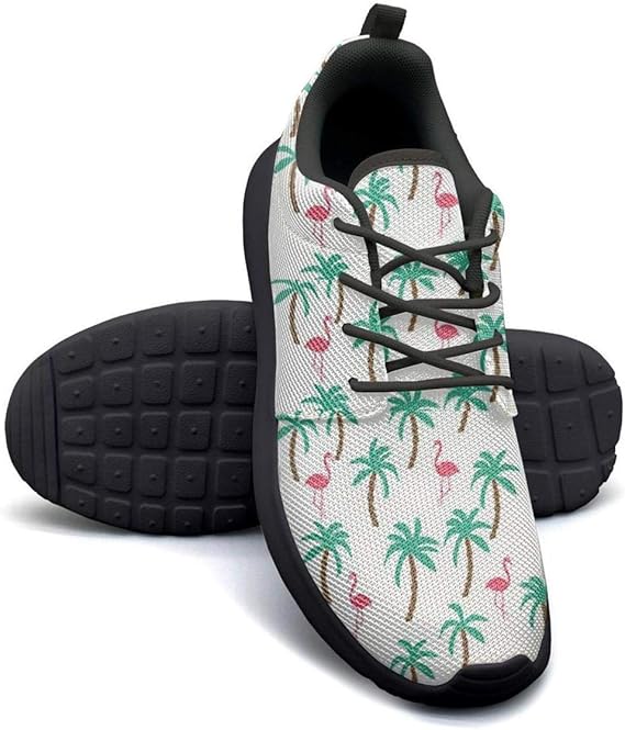 Tropical palm trees flamingos mesh lightweight shoes for