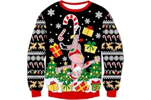 Cozople Men Women Ugly Christmas Sweaters Long Sleeve Crewneck Knitted Party Pullover Jumpers for Xmas New Year