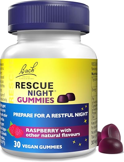 Rescue Night Gummies Natural Bedtime Support 30 Vegan Raspberry Flavoured