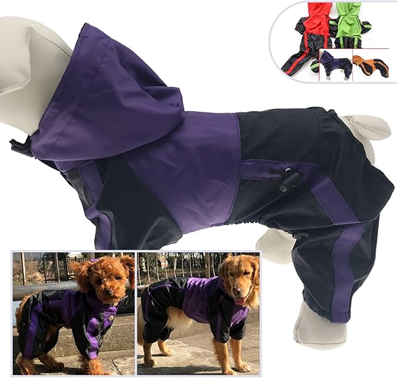 lovelonglong Dog Hooded Raincoat, Small Dog Rain Jacket Poncho