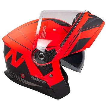 Nitro F350 Analog Dvs Casco Da Moto Colore Nero Opaco Rosso E Canna Di Fucile