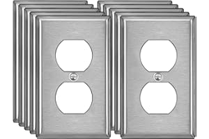 BESTTEN 10 Pack 1-Gang Duplex Metal Wall Plate with Protective Film, Corrosion-Resistant Stainless Steel Outlet Cover, Heavy 