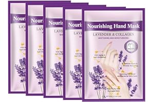 Joyeee Hand Masks for Aging Hands, 5 Pairs Moisturizing Gloves for Exfoliating with Lavender Extracts and Collagen, Suit for 