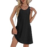 BKRIVE Coverup Summer Dresses for Women 2025 Eyelet Casual Loose Sleeveless Sundresses Tank Dresses with Pockets