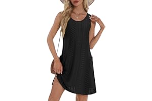 BKRIVE Coverup Summer Dresses for Women 2025 Eyelet Casual Loose Sleeveless Sundresses Tank Dresses with Pockets
