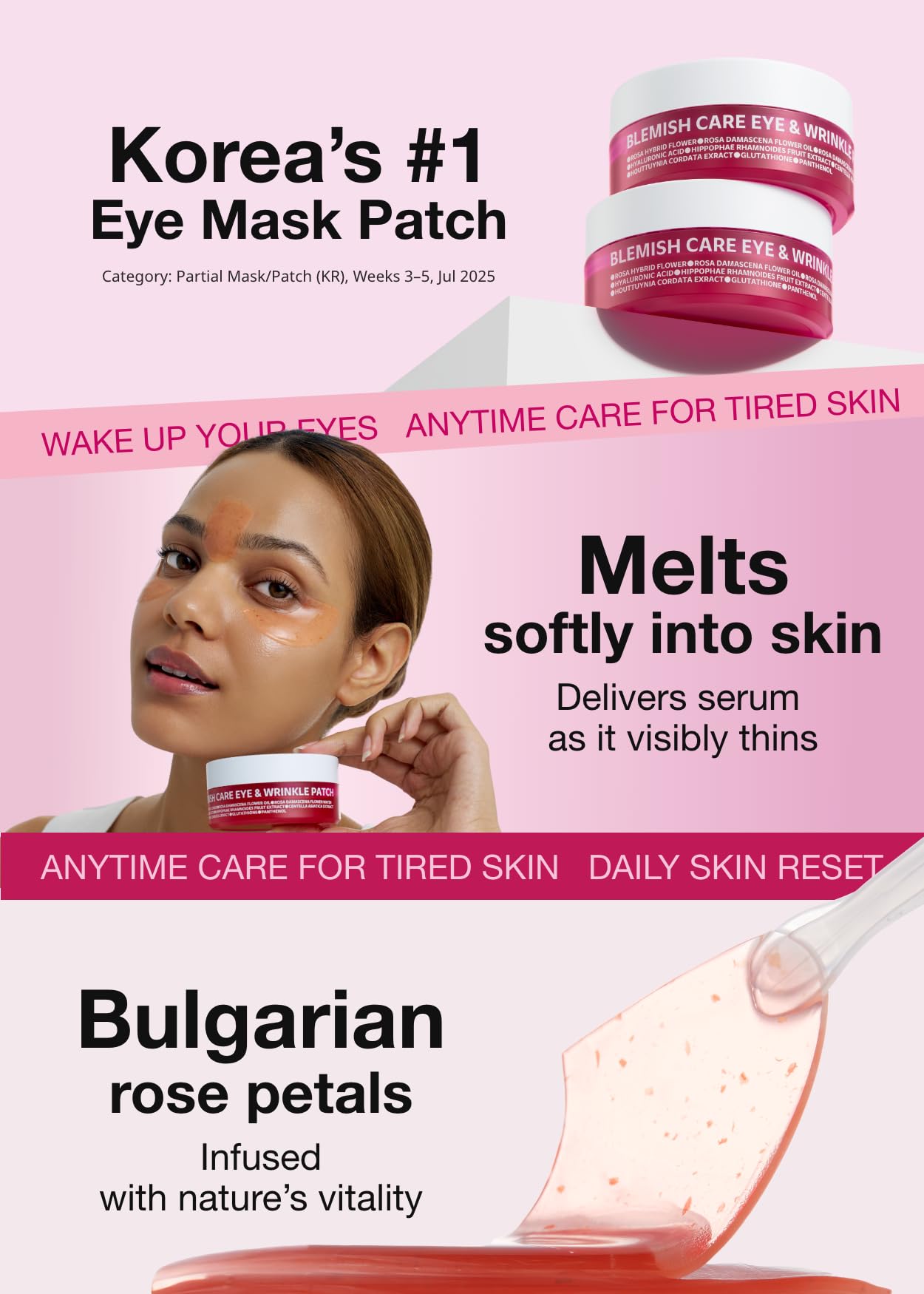 ISOI Blemish Care Under Eye Patch for Dark Circles, Puffiness and Wrinkles, Hydrating Gel Eye Masks with Hyaluronic Acid & Bulgarian Rose Oil, Korean Skin Care (90 pcs, 3.17 oz)