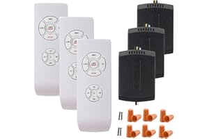 LPHUMEX 3 Pcs Universal Ceiling Fan Remote Control Kits, Small Size Receiver Light Timing & Speed Remote Ceiling Fan Controller (3 Fan Remotes + 3 Small Receivers)