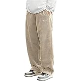 SOLY HUX Men's Corduroy Pants Casual Drawstring Elastic Waist Straight Leg Sweatpants with Pockets