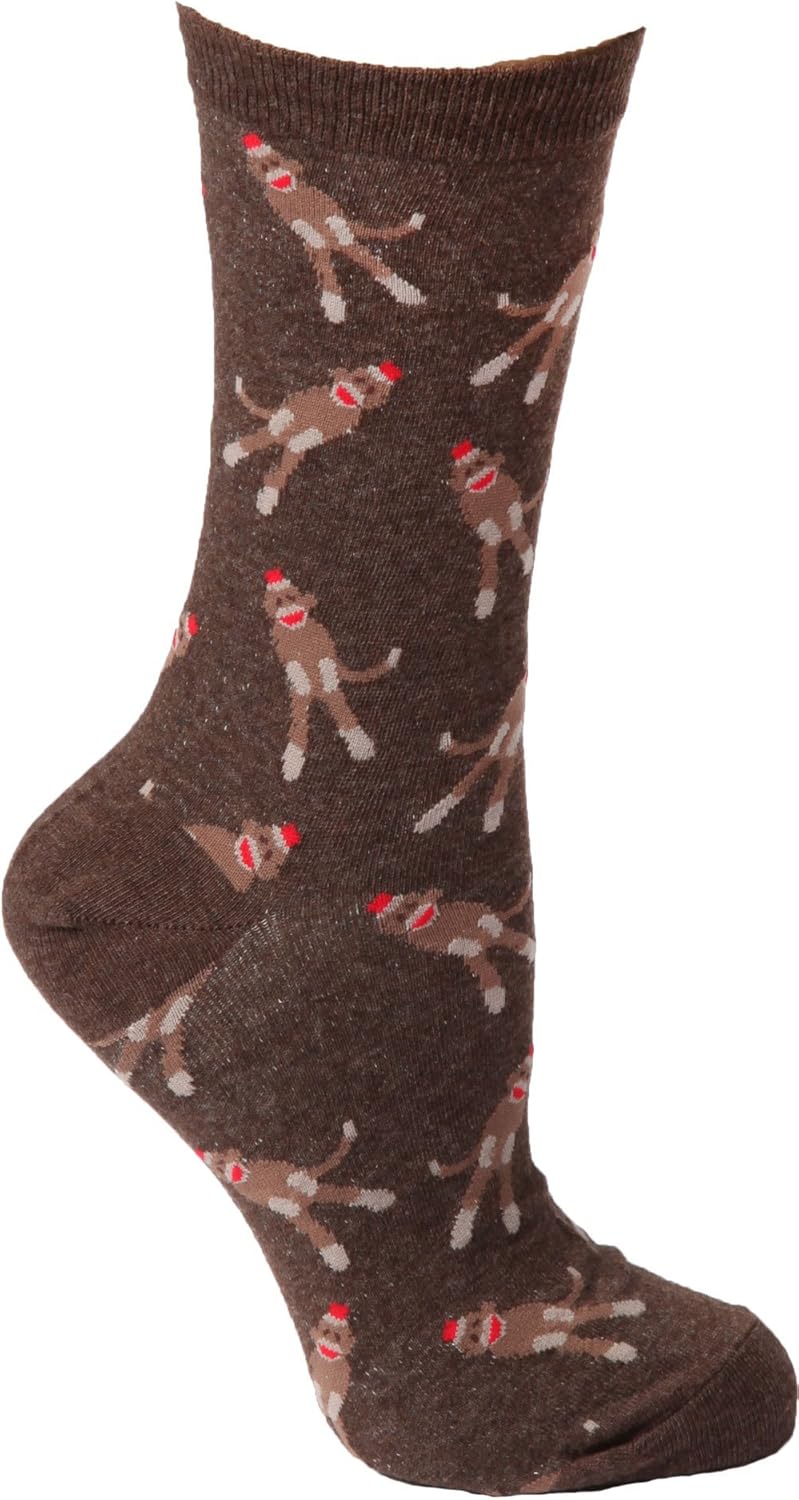 Socksmith Sock Monkey Women's Brown Crew Socks Clothing