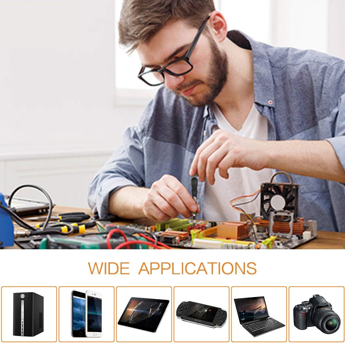 ORIA 60 PCS Screwdriver Set, Magnetic Repair Tool Kit with 56 Precision Bits, Black - - 