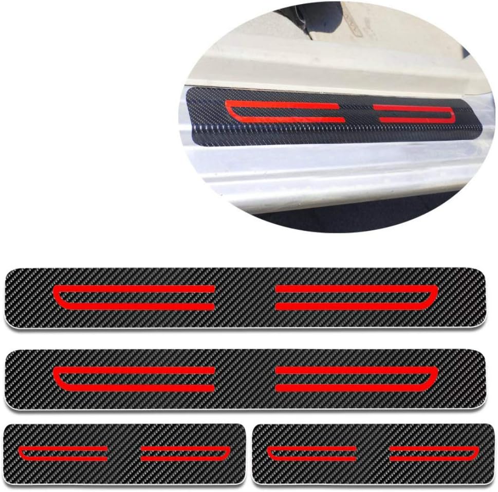 For Nissan 350Z 370Z Altima Car Door Sill Auto Parts 3D Carbon Fiber Welcome Pedal Protect Protector Sill Guards Anti-kick Scratch Door Entry Guard Threshold Sticker 4pcs Red