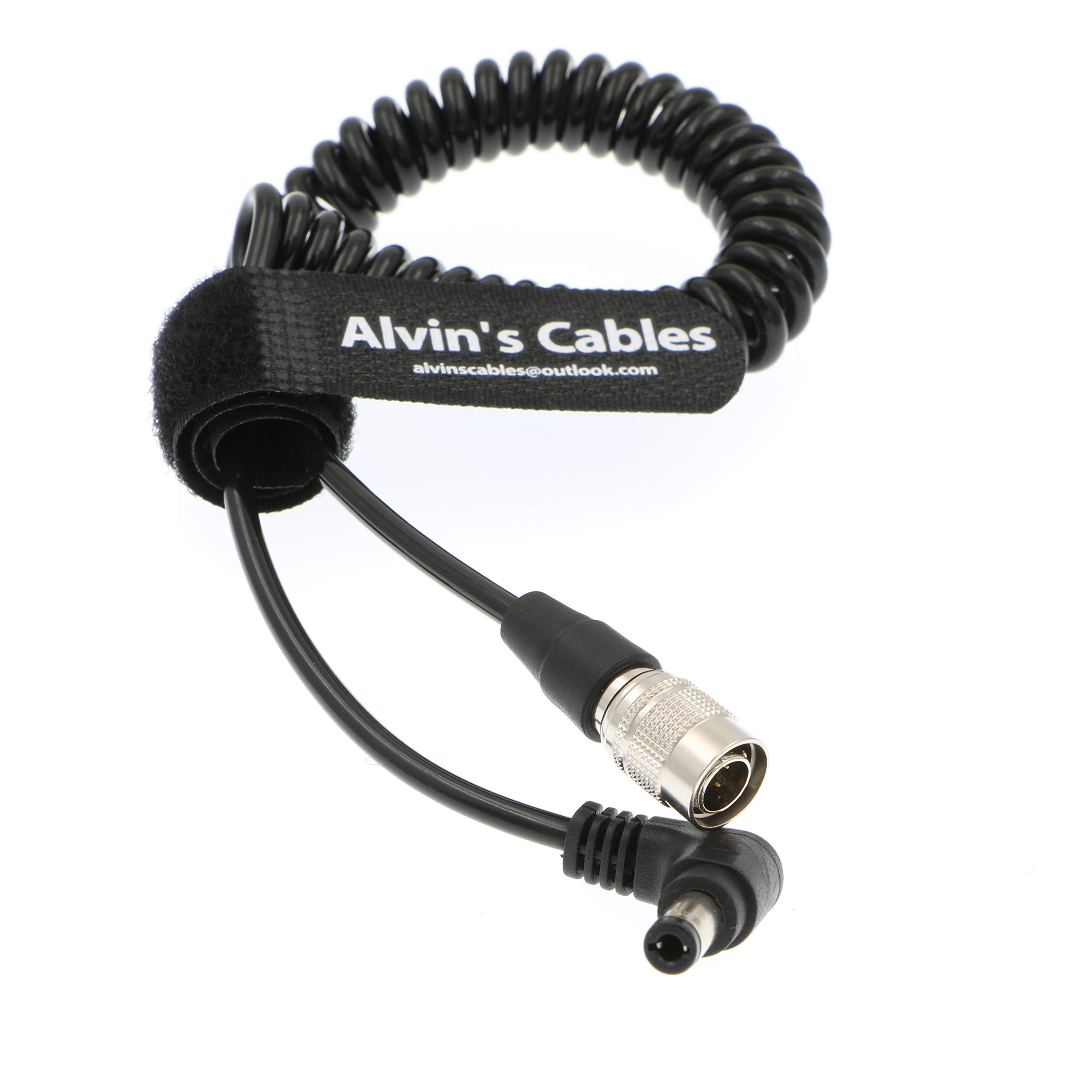 Alvin's Cables Hirose 4 Pin Male to DC Jack Right Angle Coiled Cable for Blackmagic Sound Devices ZOOM F8