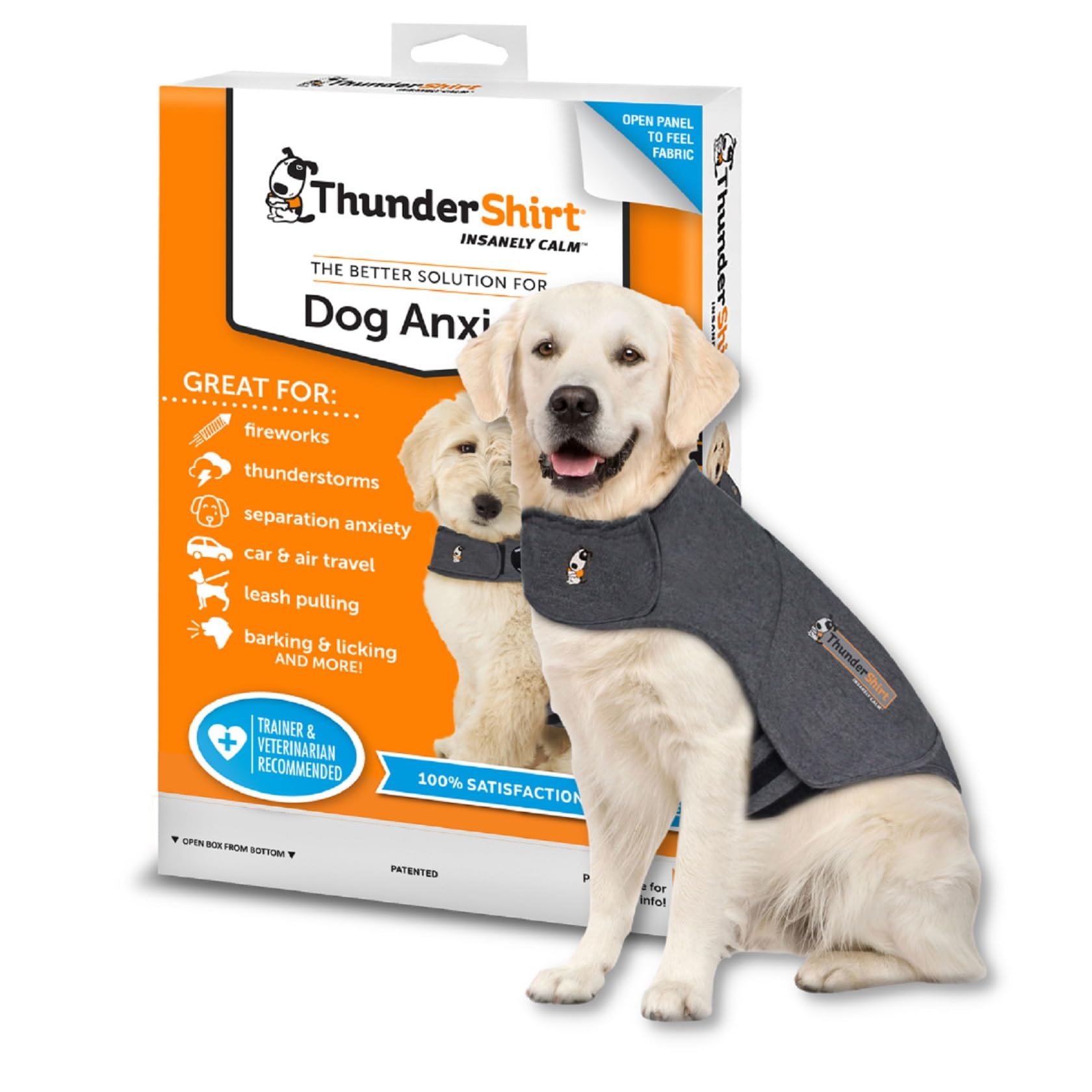 ThunderShirt for Dogs | Dog Calming Jacket | Thundershirt for Dogs XL | Anxiety Jacket | Instant Natural Relief for Storms, Fireworks & Travel | Anti-Anxiety Coat | 5 Sizes, Grey