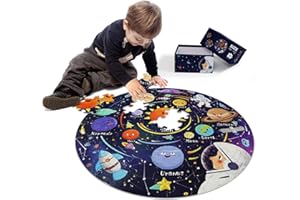 DIGOBAY Solar System Puzzles for Kids Ages 4-8, 70 Piece Floor Puzzles Large Round Space Planets Astronaut Jigsaw Puzzle Toys Birthday for Toddlers Boys Girls Children