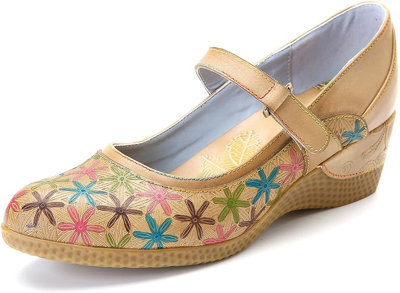 Amazon Gracosy Leather Pumps Women s Wedge Shoes Mary Jane 