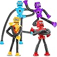 Robot Sensory Toys Stocking Stuffer For Kid Boys Year Old Ages 3 4 5 6 7 8 9 10(4PCS), Suction Autism Toy Pop Tube Fidget Toy