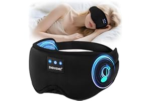 ZHENYEMEI Deep Sleep Mask with Bluetooth 5.4 Headphones - Blackout Sleeping Mask Side Sleeper Eye Masks Earphone Rechargeable Headband Wiless Music Ear Muffs Portable Travel Essentials Gift for Women Men Mom