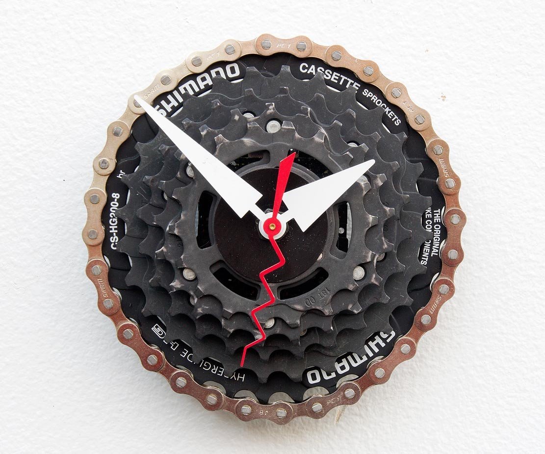 Recycled Bike Gear Clock, bike lover clock, upcycled bike