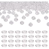 KISSITTY 100pcs Clear Glass Faceted European Beads Bulk Crystal Large Hole Loose Spacer Beads Rondelle Bead Slide Charms No Metal Core 14x8mm for DIY Bracelet Necklace Jewelry Crafts Making Hole:5mm