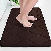 Colorxy Memory Foam Bathroom Rugs, Ultra Soft & Non-Slip Bath Mat, Water Absorbent and Machine Washable Bath Carpet Rug for Shower Bathroom Floor Rugs, 24''x16'', Coffee