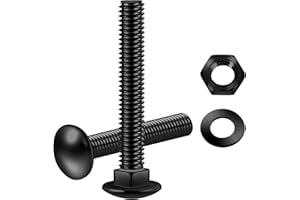 Mywish (18 Sets) 1/4-20 x 2 Carriage Bolts Screws Round Head Square Neck and Hex Nuts & Flat Washers Full Threaded 304 Stainl