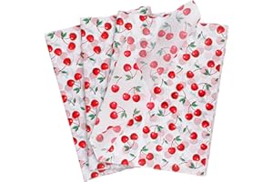 ETHANBERG 60 Sheets Gift Wrapping Tissue Paper Bulk, Cherry Fruit Print Tissue Paper for Gift Bags, Decorative Art Papers for DIY Crafts Wedding Birthday Baby Showers Holiday Party Decor, 20x14 Inches