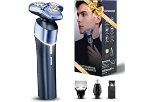 MALEGEBAZ Electric Razor for Men: 3-in-1 Shaver with Hair Clipper and Nose Trimmer - 3D Floating Heads, USB-C Charging, IPX8 Waterproof - for Face, Beard, Body and Travel