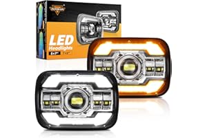 Auxbeam 5x7 7x6 LED Headlights with DRL & Turn Signal High/Low Beam H6054 Led Rectangular Headlight for Jeep Wrangler YJ Cher