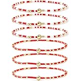 Bohxantium Gold Beaded Bracelets for Women Boho Stackable Colorful 14K Gold Plated Small Glass Seed Beads Bracelet Stack Non Tarnish Stretch Cute Jewelry Friendship New Year Christmas Gifts for Women