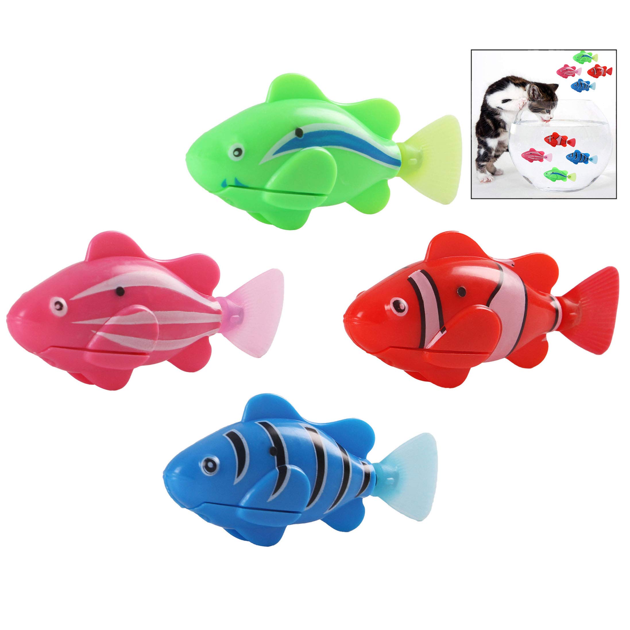 iwobi 4 Pcs Electric Artificial Moving Fishes Cat Interactive Toy,Cat Teasing Toy Kitten Toys