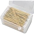 500PCS 6" Cotton Swabs in Storage Box - Long Cotton Swab with Wooden Sticks - Lint Free, Highly Absorbent Single Tipped Applicators for Makeup, Pet Care, Home Cleaning